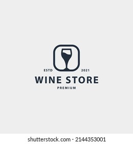 Wine store icon sign symbol hipster vintage logo design vector illustration