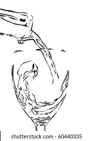 wine stream splashing from a bottle in a glass.