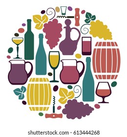 Wine symbols in the form of circle