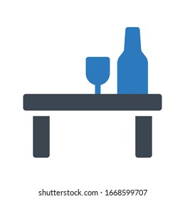 wine table vector glyph color icon 