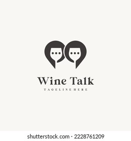 Wine talk chat bubble logo icon vector