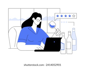 Wine tasting class isolated cartoon vector illustrations. Young smiling woman tasting wine at home, online sommelier course, distant education, people with creative hobby vector cartoon.