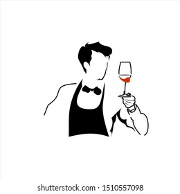 Wine Tasting, Degustation Poster Design. Holiday Celebration. Waiter, Sommelier Hand. 