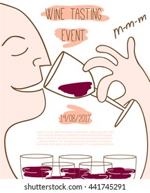 Wine tasting event template. Vector illustration