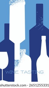Degustação de vinhos, design plano estilo grunge, shabby, minimalismo. Design de banner de bar de vinho, design de loja de vinhos, festa de bebida, vinho tinto e branco, chardonnay, cabernet, bebida