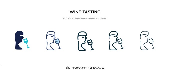 wine tasting icon in different style vector illustration. two colored and black wine tasting vector icons designed in filled, outline, line and stroke style can be used for web, mobile, ui