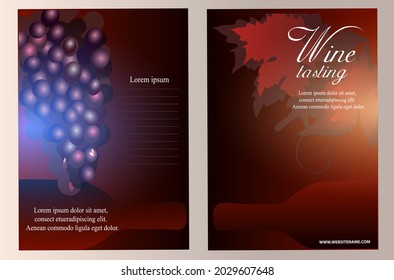 Invitación a degustación de vinos. Diseño de portada de temas de vino para folletos, carteles, tarjetas de invitación, carteles publicitarios, menús

