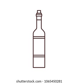 Wine tasting is a laconic emblem in a linear flat style. Bottle of wine digital stamp.