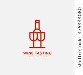 Wine tasting logo template design in outline style. Vector illustration.