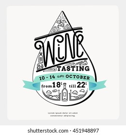 wine tasting retro vector illustration