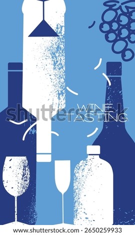 Wine tasting, sommelier flyer, wine list design. Wine bar poster design, kitchen decor, wine festival, drinks, white, martini, cabernet, burgundy