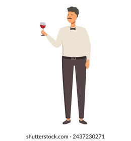 Wine tester icon cartoon vector. Man take a red wine glass. Process industry
