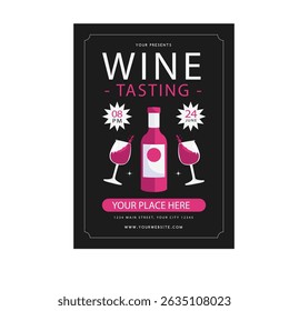 Wine testing flyer poster template design