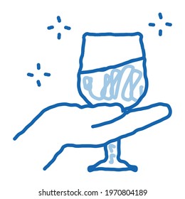 wine testing sketch icon vector. Hand drawn blue doodle line art wine testing sign. isolated symbol illustration