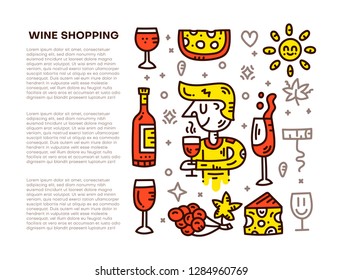 Wine text template. Website banner concept. Vector illustration