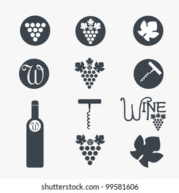 Wine theme icons. Vector