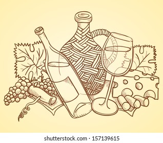 Wine Themed Drawing