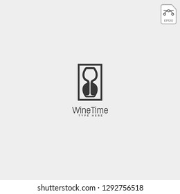 wine time to drink logo template vector illustration