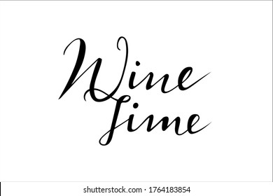 Wine Time-Hand-Schriftzeichen-Vektorgrafik einzeln auf Weiß