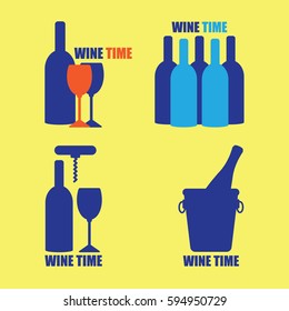 Wine time set icon