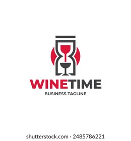 wine time vector logo design