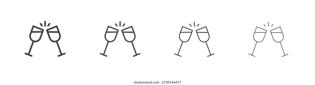 Concepto de icono de brindis de vino Pictograma lineal. Ilustración de elemento simple.