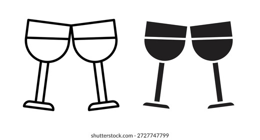 Conceito de ícone de brinde de vinho. pixel perfeito ícone de ui linear.