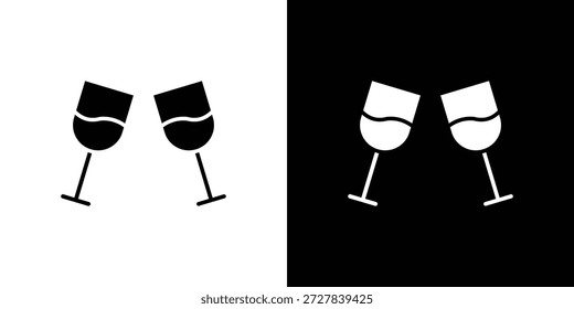 Icono de brindis de vino Ilustración vectorial plana. Símbolos negros simples