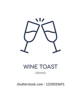 Wine toast icon. Wine toast linear symbol design from drinks collection. Simple outline element vector illustration on white background