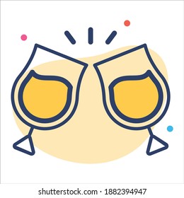 wine toast icon, modern style Christmas and New Year line icon, Isolated winter holiday symbols