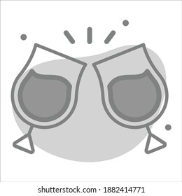 wine toast icon, modern style Christmas and New Year line icon, Isolated winter holiday symbols