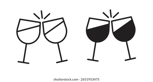Ícone de brinde vinho. conjunto de símbolos vetoriais modernos