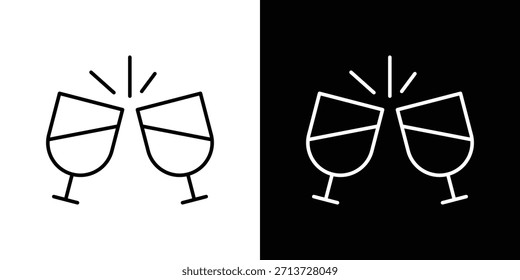 Wine toast icon, outline vector sign, logo design download