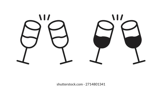 Paquete de iconos de tostadas de vino. Elemento de diseño de icono de Vector plano.