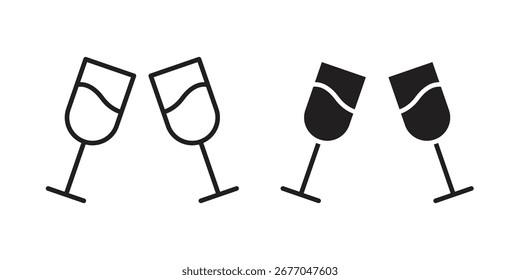 Ícone de tosta de vinho define design de glifos e arte de linhas. Eps10