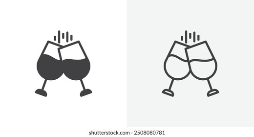 Wine toast icon in solid and outlined style