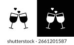 Wine toast icon Vector clipArt Illustrations in flat style
