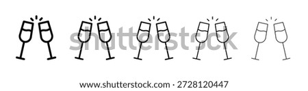 Wine toast icon vector in editable stroke linear pictogram