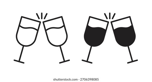 Ilustración vectorial de icono de brindis de vino. Diseño plano. Símbolos de Vector de Diseño gráfico.