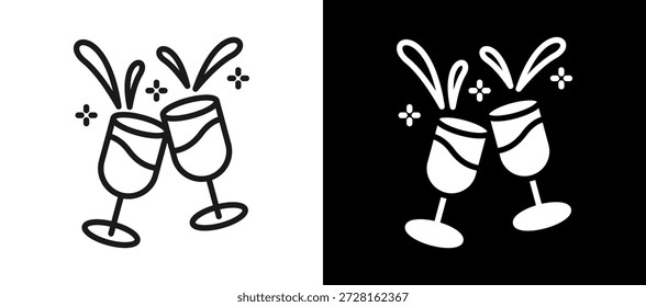 Wine Toast Icon Ilustración vectorial negra blanca