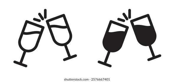 Wine toast icons in outline and stroke versions