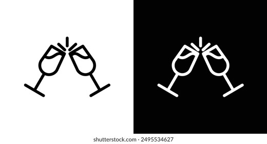 Wine toast line icon vector illustration set.