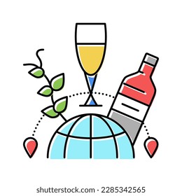 wine tourism color icon vector. wine tourism sign. isolated symbol illustration