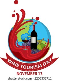 Wine Tourism Day Font Logo Design illustration