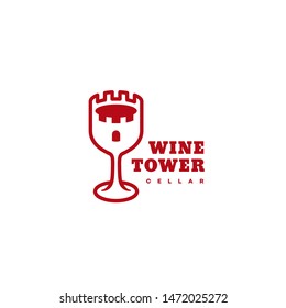 Wine tower logo design template. Vector illustration.