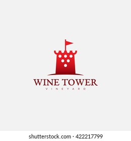 Wine tower logo template design. Vector illustration.