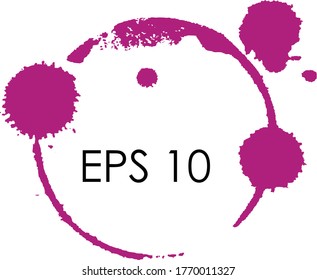 Wine trace. Splashed wine, a trace of a glass with red, on a white background.м