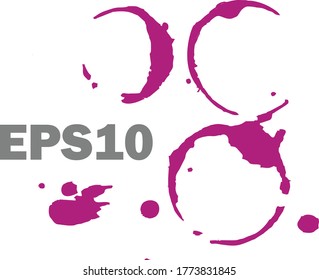Wine trace. Splashed wine, a trace of a glass with red, on a white background.