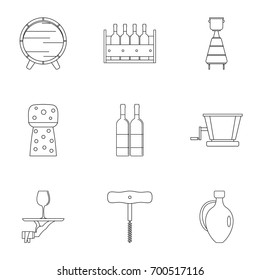 Wine tradition icon set. Outline set of 9 wine tradition vector icons for web isolated on white background