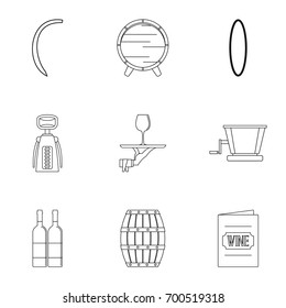 Wine tradition icon set. Outline set of 9 wine tradition vector icons for web isolated on white background